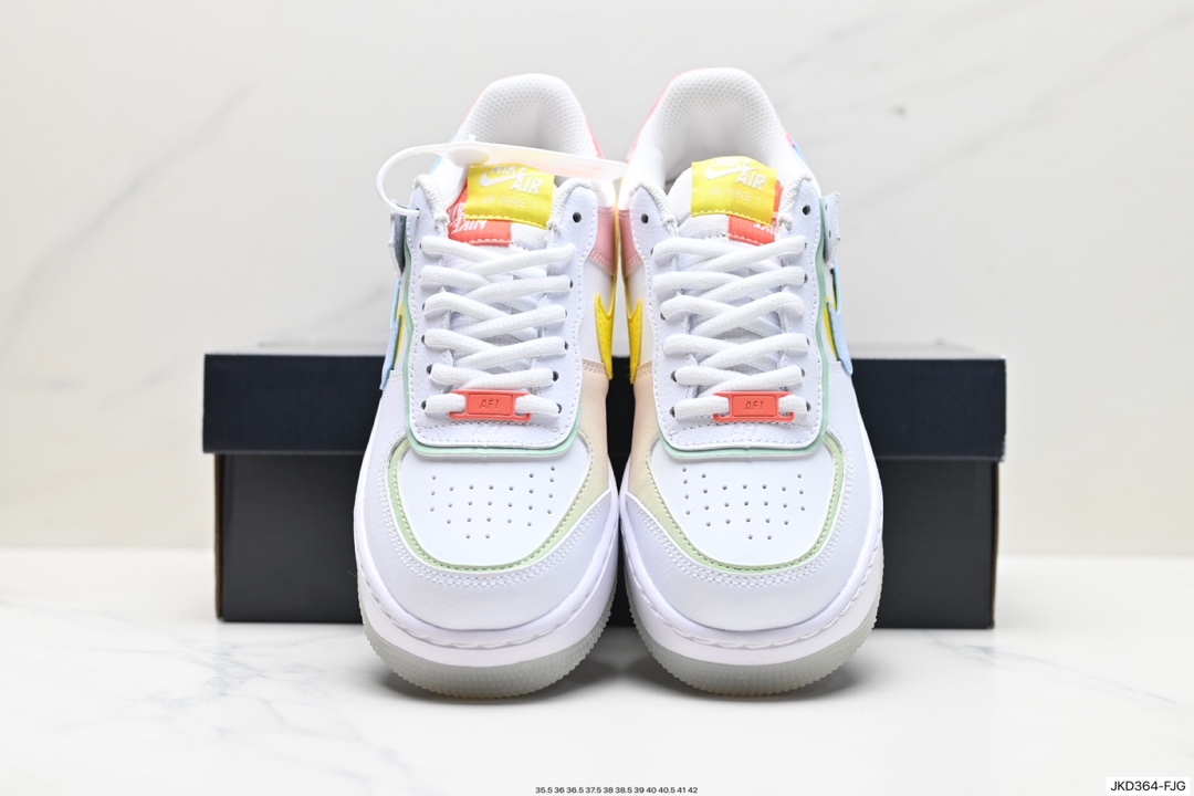 160 耐克NIKE WMNS Air Force 1 Shadow全新少女系解构主义设计 马卡龙空军一号轻量增高低帮百搭板鞋 CW2630-141