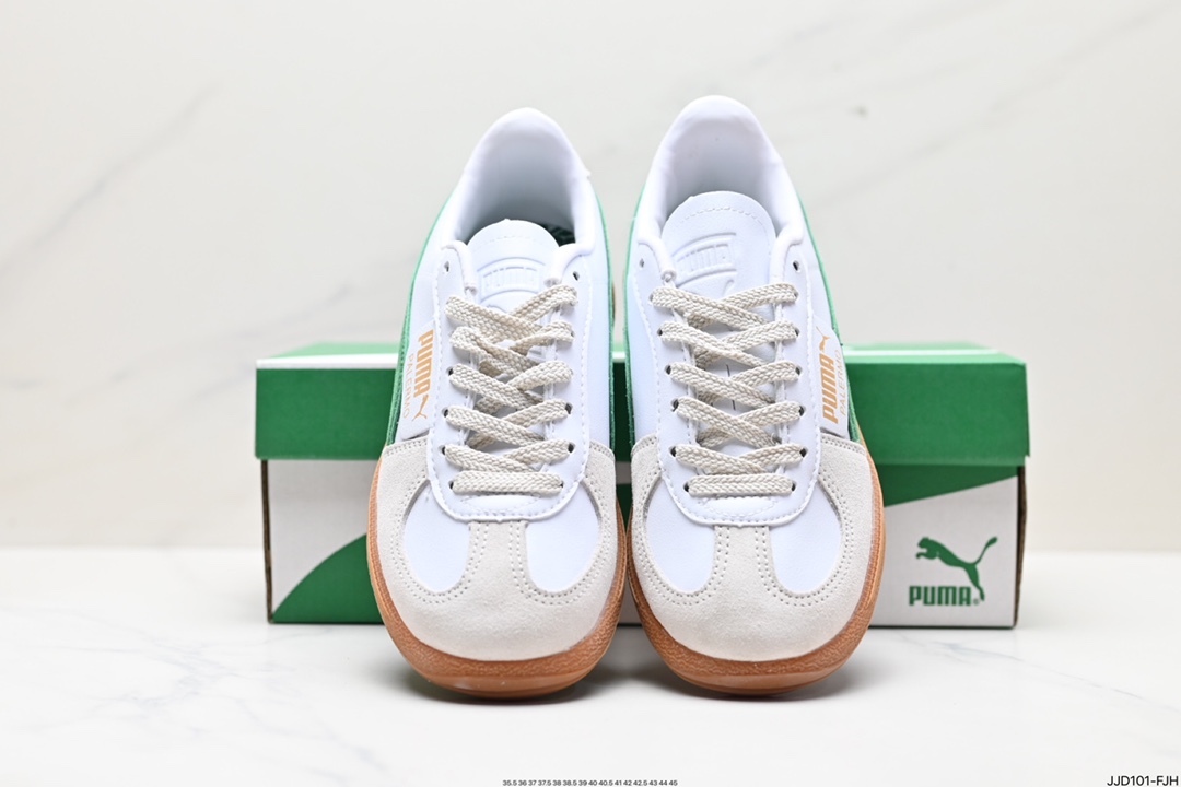 130 彪马PUMA Palermo Leather 巴勒莫系列低帮德训板鞋“皮革白浅灰黑焦糖底” 396464-07