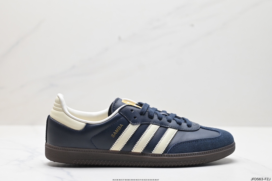 170 阿迪达斯三叶草Adidas Originals Samba Vegan OG桑巴舞板鞋“浅灰焦糖底环保标识” ID2056
