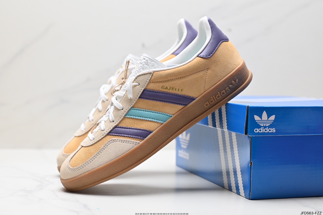 170 adidas Originals Gazelle INdoor 三叶草休闲防滑耐磨低帮板鞋  IG1636