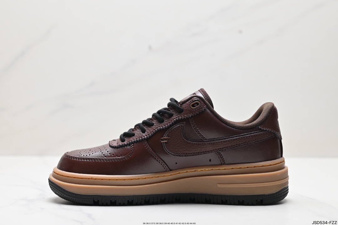 200 耐克Nike Air Force 1 Low Luxe空军一号改良防滑厚底低帮百搭休闲运动板鞋“皮革黑生胶底” DM2451-200