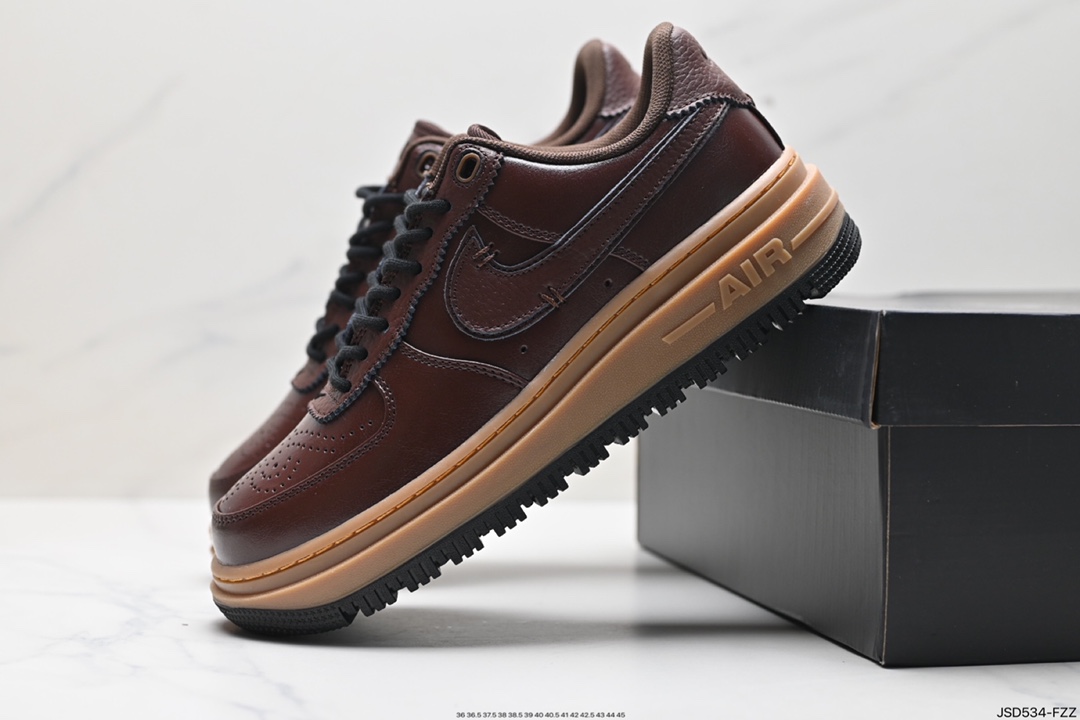 200 耐克Nike Air Force 1 Low Luxe空军一号改良防滑厚底低帮百搭休闲运动板鞋“皮革黑生胶底” DM2451-200