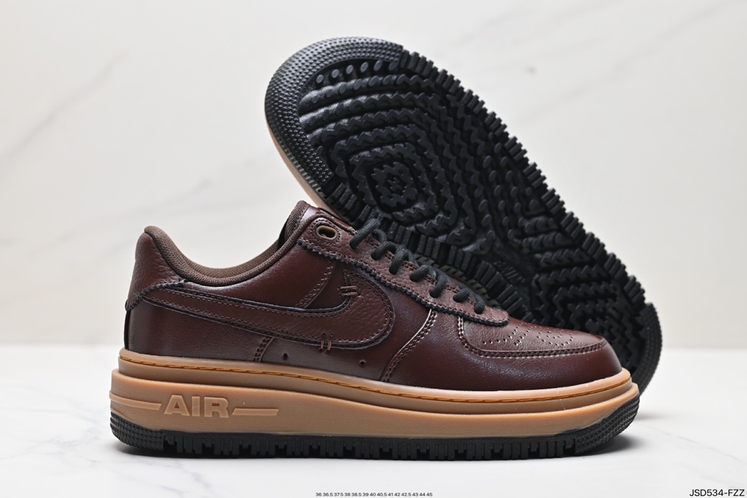 200 耐克Nike Air Force 1 Low Luxe空军一号改良防滑厚底低帮百搭休闲运动板鞋“皮革黑生胶底” DM2451-200