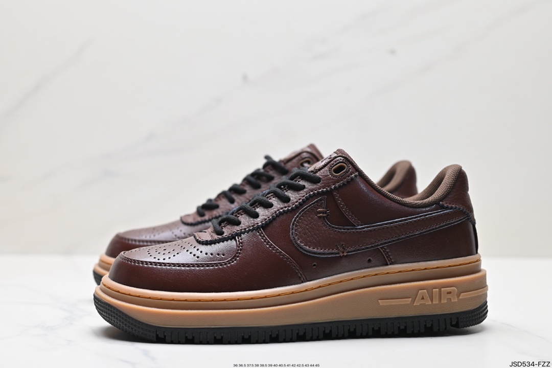 200 耐克Nike Air Force 1 Low Luxe空军一号改良防滑厚底低帮百搭休闲运动板鞋“皮革黑生胶底” DM2451-200