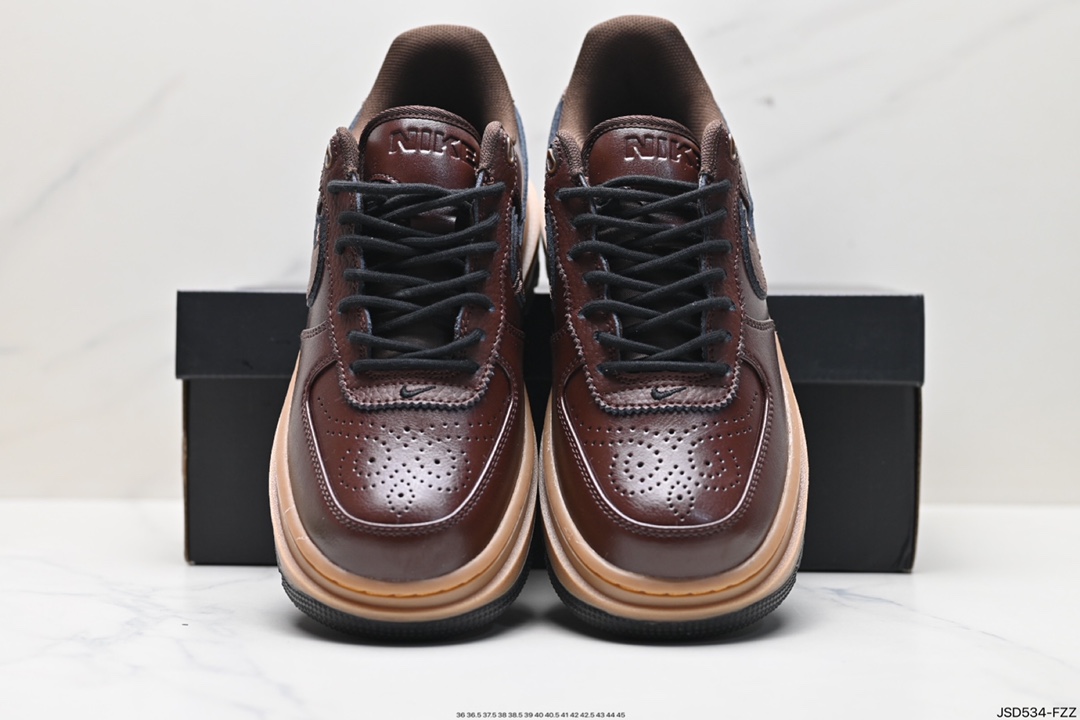 200 耐克Nike Air Force 1 Low Luxe空军一号改良防滑厚底低帮百搭休闲运动板鞋“皮革黑生胶底” DM2451-200