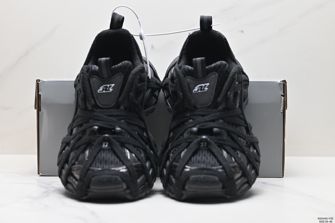 540 巴黎世家BALENCIAGA 3XL Extreme Lace Sneakers 慢跑鞋“全黑木乃伊绑绳” 778697 W3XLL 0125