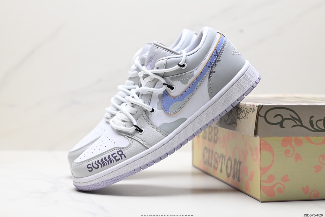 200 Air Jordan 1 Low 绑带白黑蓝 DX4374-008