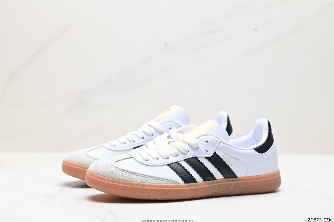 140 Adidas Originals Samba Decon”Cloud White“桑巴舞板鞋“单层皮白黑升级底” IF0642