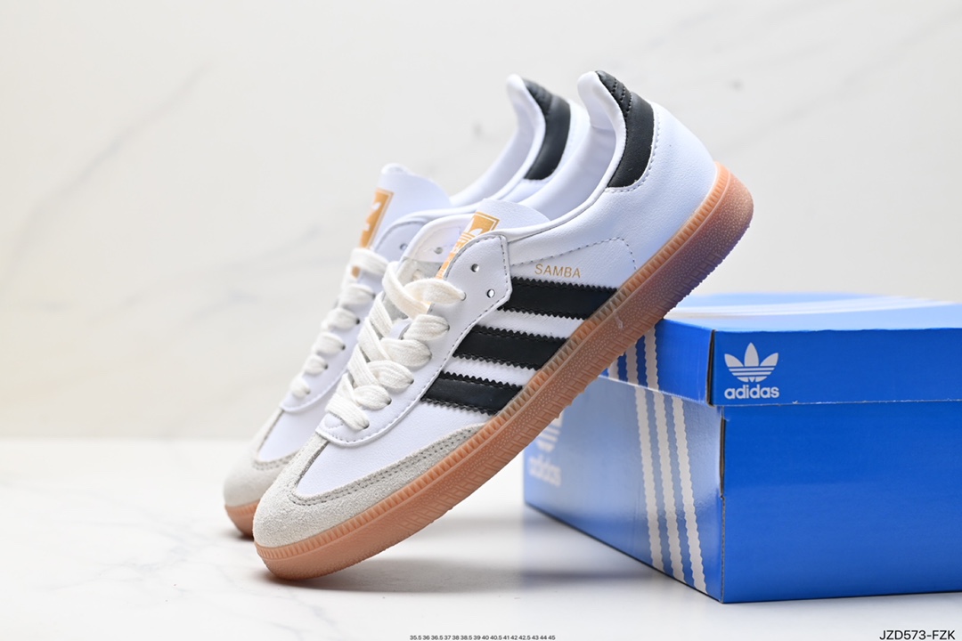 140 Adidas Originals Samba Decon”Cloud White“桑巴舞板鞋“单层皮白黑升级底” IF0642