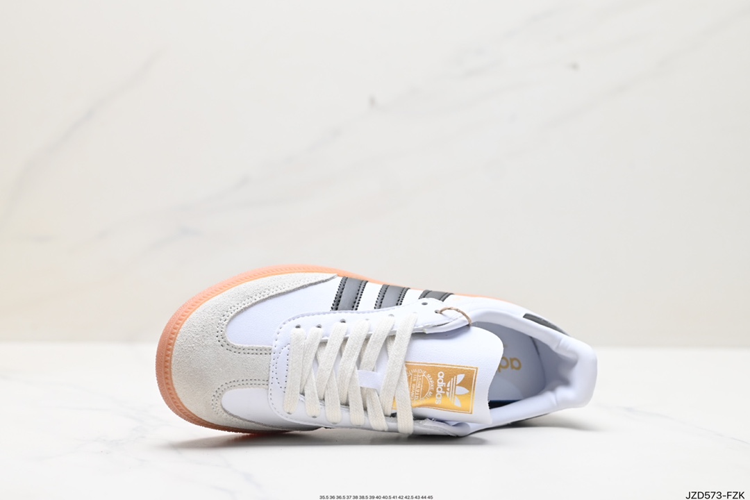 140 Adidas Originals Samba Decon”Cloud White“桑巴舞板鞋“单层皮白黑升级底” IF0642