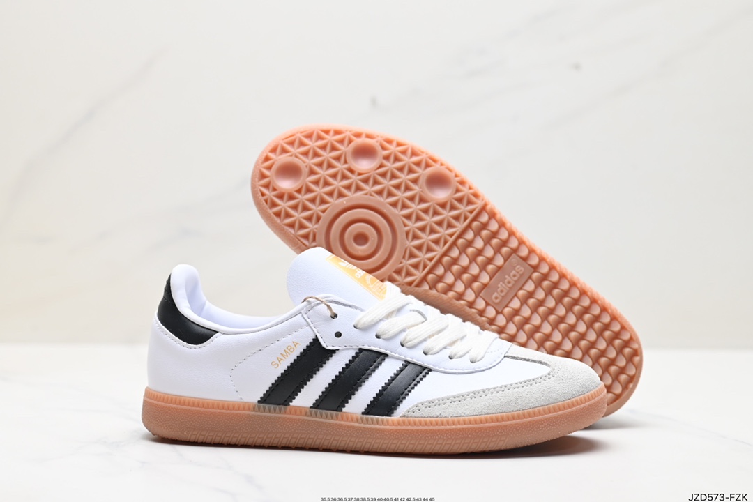 140 Adidas Originals Samba Decon”Cloud White“桑巴舞板鞋“单层皮白黑升级底” IF0642