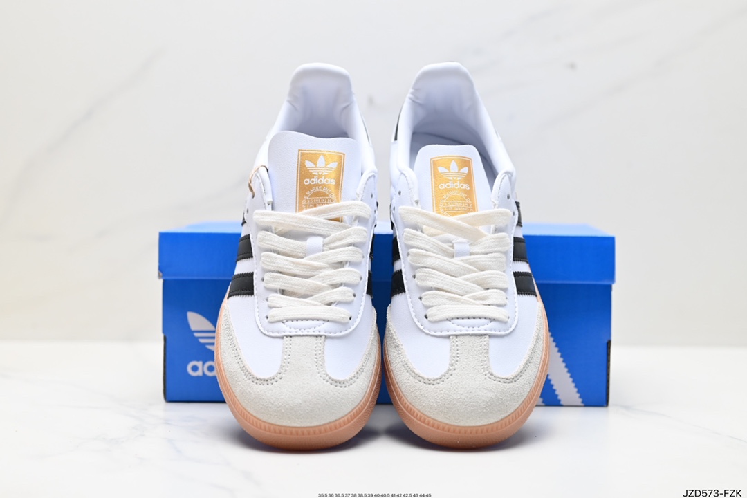 140 Adidas Originals Samba Decon”Cloud White“桑巴舞板鞋“单层皮白黑升级底” IF0642