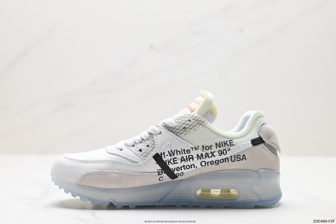 230 耐克OW联名 Max 90 气垫 Off -White x Nike Air Max 90 OW 耐克联名款限量经典气垫跑鞋 AA7293-100