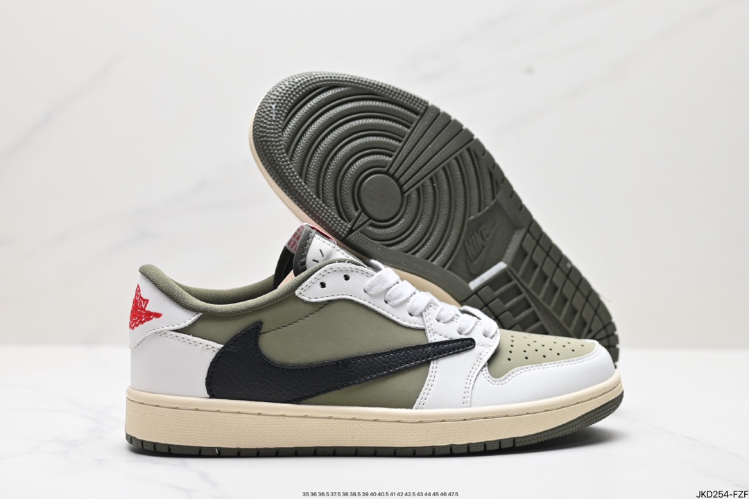 160 Travis Scott x Air Jordan 1 Low 橄榄色身着帆布 DM7866-200