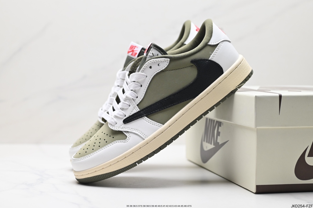 160 Travis Scott x Air Jordan 1 Low 橄榄色身着帆布 DM7866-200