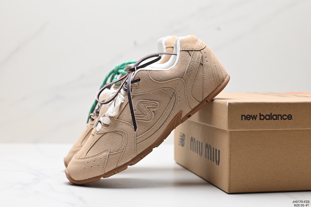 190 缪缪MiuMiu x NB新百伦New Balance 530 SL系列低帮慢跑鞋“联名翻毛卡其鞋带”