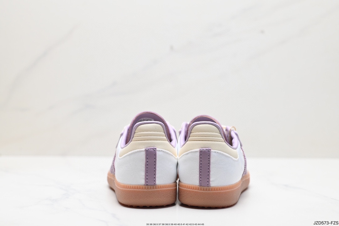 Adidas AD Originals Samba OG Samba Series Gentleman Sneakers ”Milky White Purple Embroidered Peanut Rubber Sole” IE1417