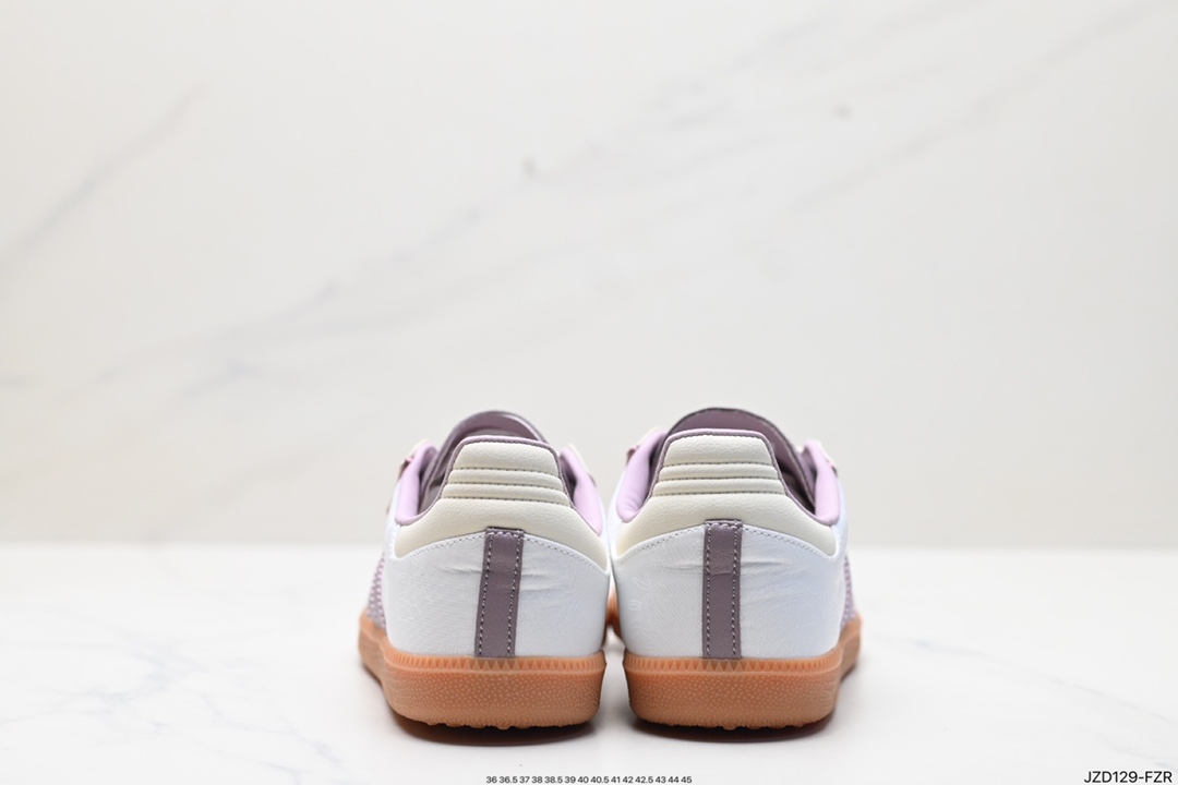 Adidas AD Originals Samba OG Samba Series Gentleman Sneakers ”Milky White Purple Embroidered Peanut Rubber Sole” IE1417