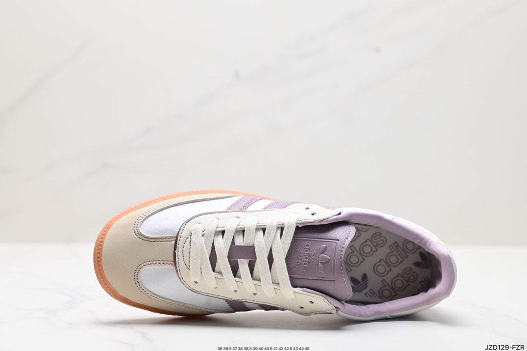 Adidas AD Originals Samba OG Samba Series Gentleman Sneakers ”Milky White Purple Embroidered Peanut Rubber Sole” IE1417