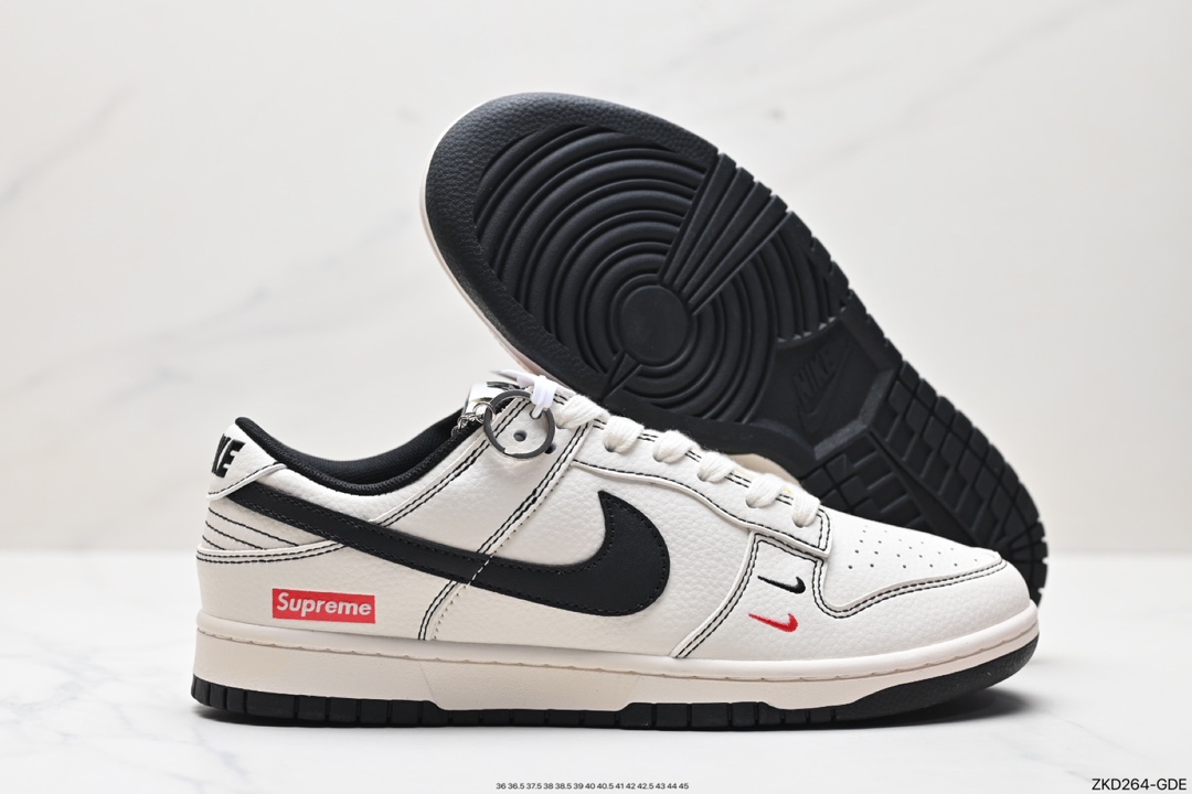 Supreme x Nike By You SB Dunk Low Retro SP Dunk Series Low-top Sneakers ”Sup Beige and Navy Blue Stitching” XX2025-316