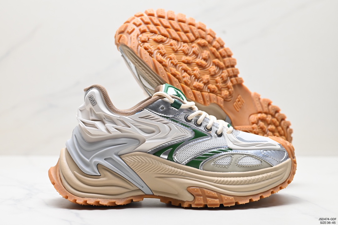 Zhao Lusi's same style OGR Rattlesnake series jogging dad shoes breathable summer silver sports shoes