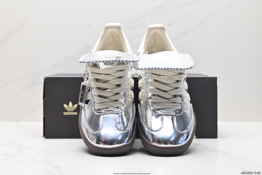 180 Wales Bonner x Adidas Originals 8th Street Samba”Silver Metallic”桑巴舞板鞋“镜面银米白生胶底 IG8181