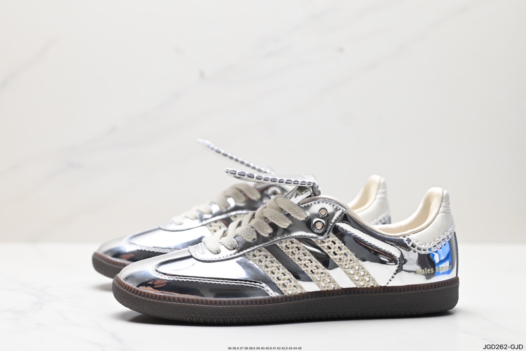 180 Wales Bonner x Adidas Originals 8th Street Samba”Silver Metallic”桑巴舞板鞋“镜面银米白生胶底 IG8181