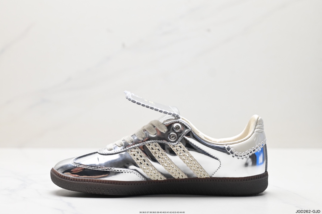 180 Wales Bonner x Adidas Originals 8th Street Samba”Silver Metallic”桑巴舞板鞋“镜面银米白生胶底 IG8181