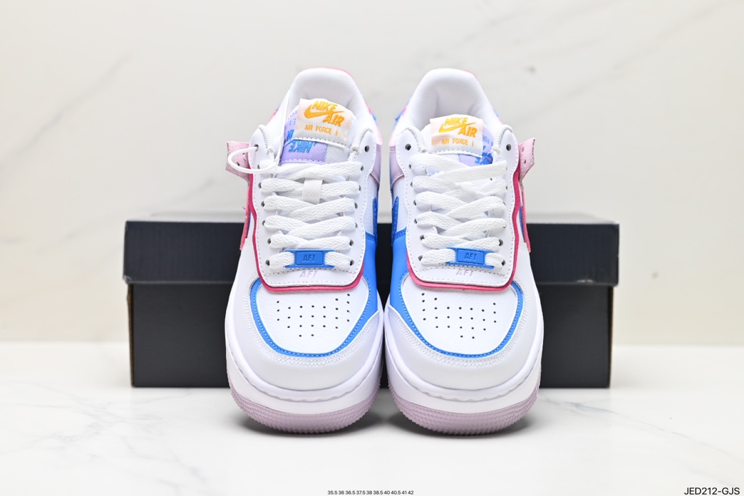 Nike WMNS Air Force 1 Shadow Macaron Military Air Force One Light Incremental High and Low Top Sneakers HF5064-100