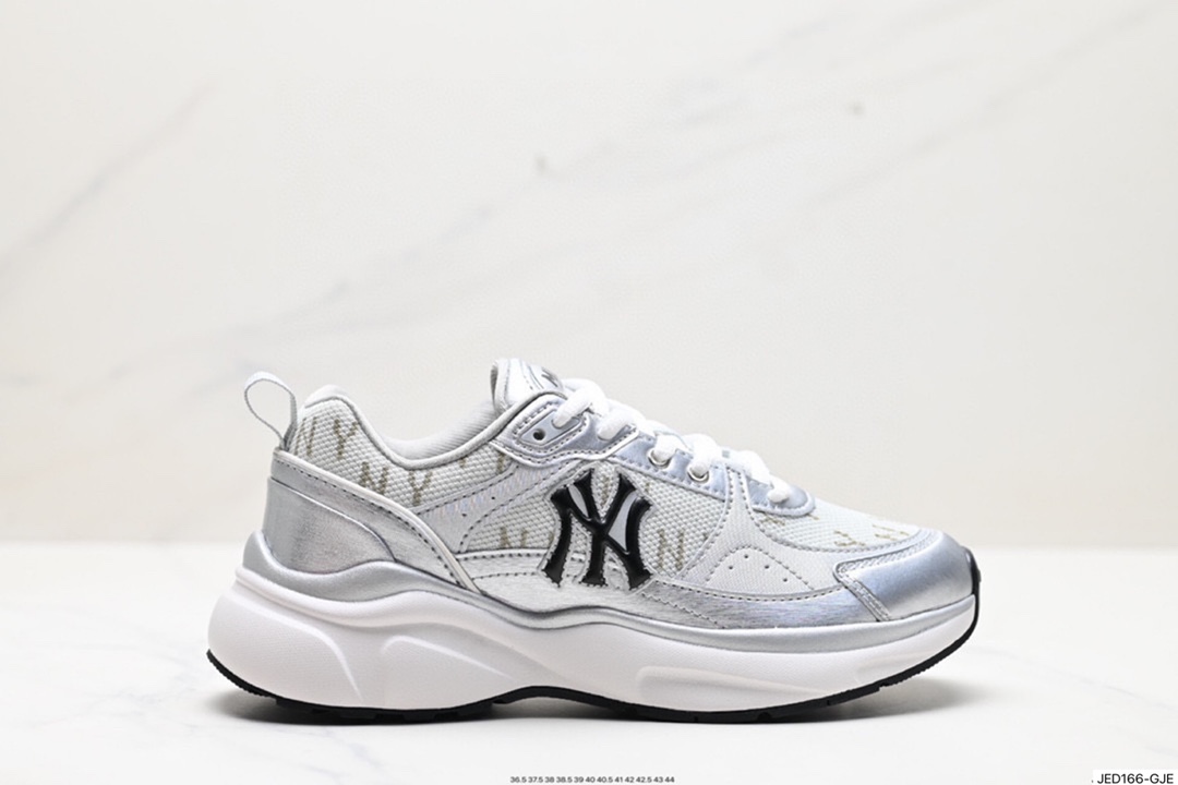 Korea Limited Release NY Yankees Limited x MLB Big Ball Chunky Mesh Thick-soled Daddy Jogging Shoes ”Mesh Ivory White Black NY Print” 3ARNFSB4N