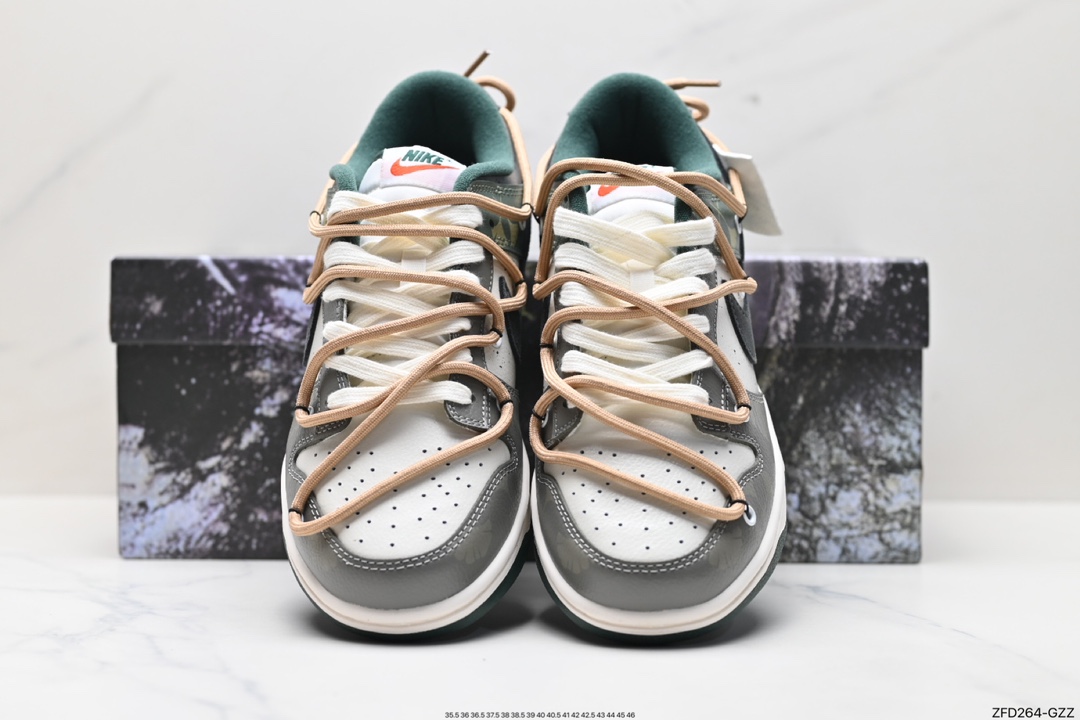 280 耐克NK SB Dunk Low”Green/Beige“绑绳解构风 FD0350-133