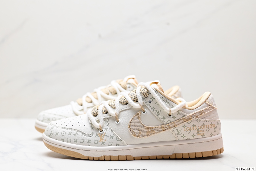 290 海外爆款限量发售！ Nike SB Dunk Low“LV联名——绑带米黄勾” SJ2068-250