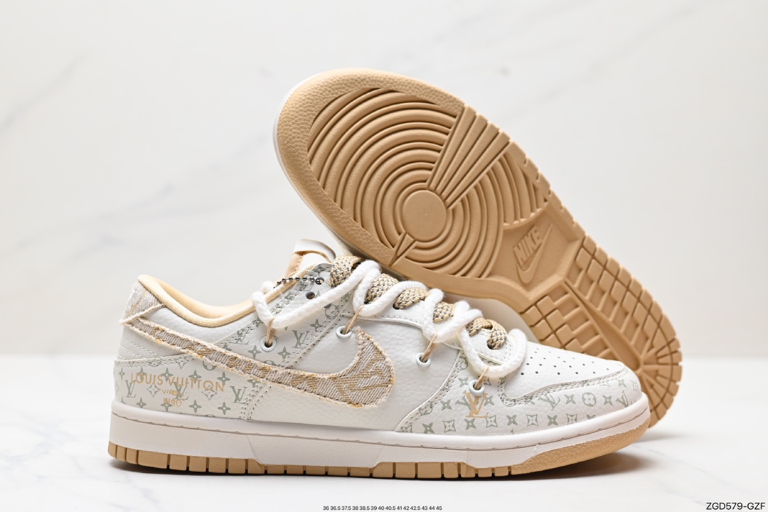 290 海外爆款限量发售！ Nike SB Dunk Low“LV联名——绑带米黄勾” SJ2068-250