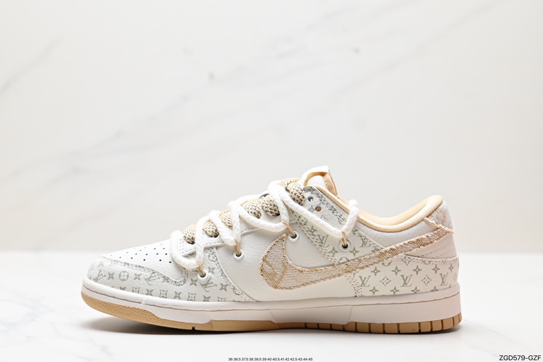 290 海外爆款限量发售！ Nike SB Dunk Low“LV联名——绑带米黄勾” SJ2068-250