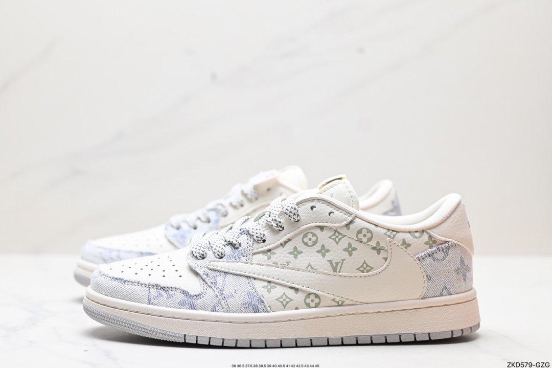 270 Travis Scott x Fragment Design x Jordan Air Jordan 1 Low OG SP AJ1 乔1 LV联名-牛仔白勾  SJ2068-007