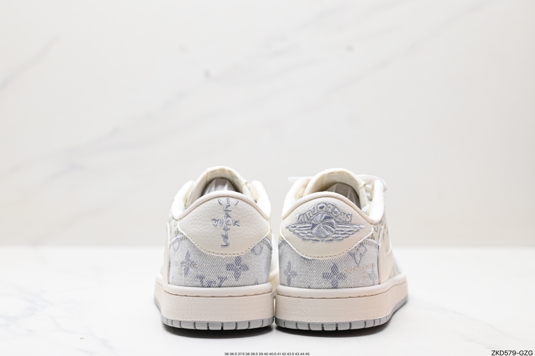 270 Travis Scott x Fragment Design x Jordan Air Jordan 1 Low OG SP AJ1 乔1 LV联名-牛仔白勾  SJ2068-007