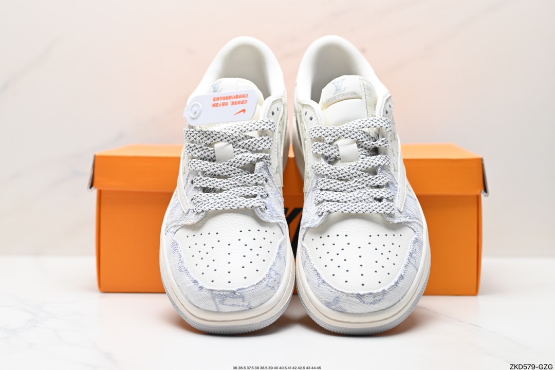 270 Travis Scott x Fragment Design x Jordan Air Jordan 1 Low OG SP AJ1 乔1 LV联名-牛仔白勾  SJ2068-007