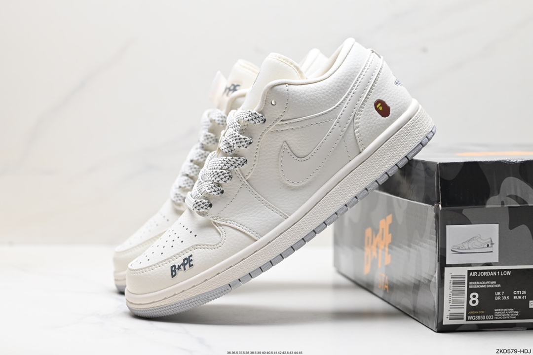 270 耐克Nike Air Jordan 1 Low猿人头联名 乔丹一代中帮经典复古文化休闲运动篮球鞋 WG8850-003