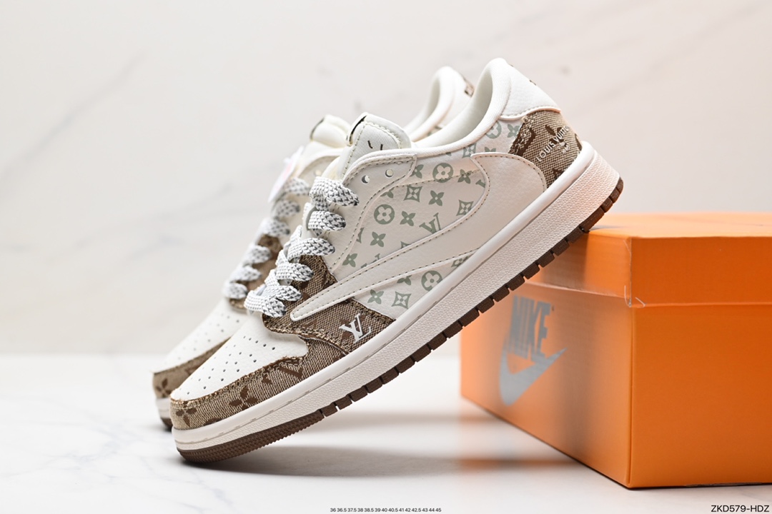 270 Travis Scott x Fragment Design x Jordan Air Jordan 1 Low OG SP AJ1 乔1 LV联名低帮文化休闲板鞋 SJ2068-102