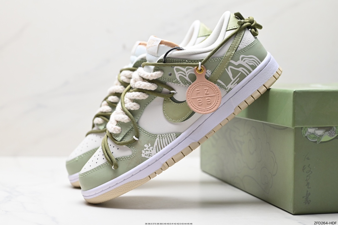 280 耐克NK SB Dunk Low”Green/Beige“绑绳解构风 DV0831-003
