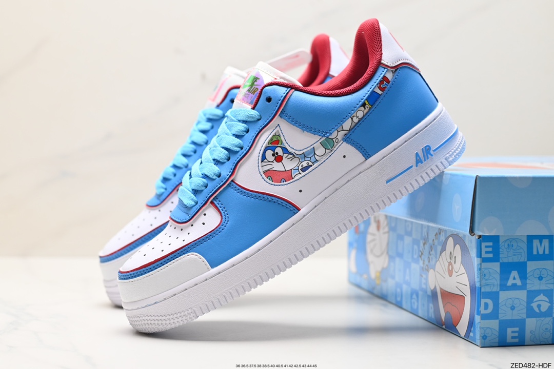 260 超限量联名  Doraemon×Nike Air Force 1 Low叮当猫联名款低帮休闲板鞋 BQ8988-106