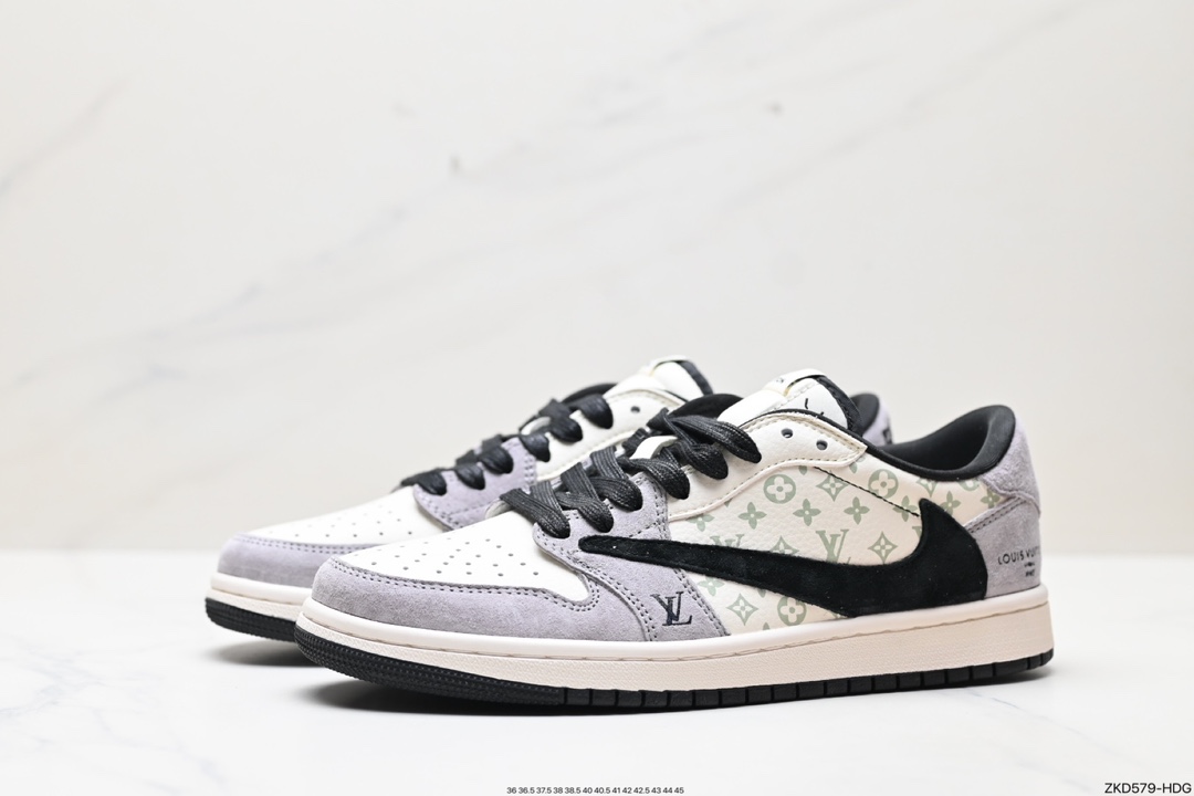 Travis Scott x Fragment Design x Jordan Air Jordan 1 Low OG SP AJ1 Joe 1 LV joint low-top cultural casual sneakers LX1988-800
