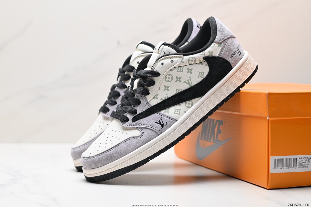 Travis Scott x Fragment Design x Jordan Air Jordan 1 Low OG SP AJ1 Joe 1 LV joint low-top cultural casual sneakers LX1988-800