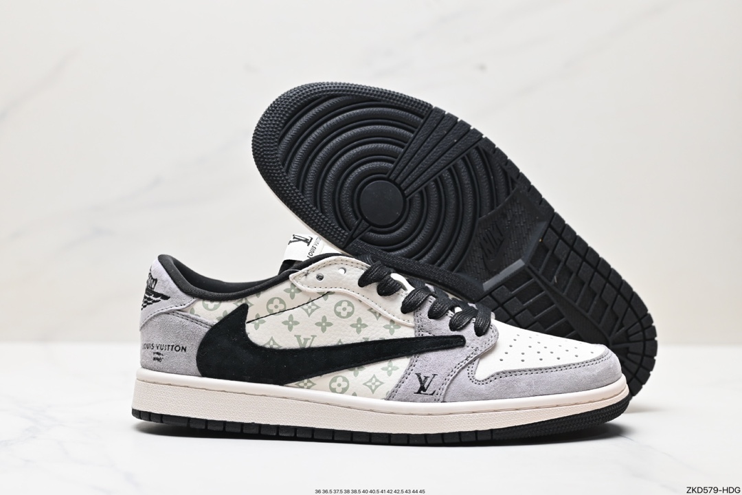 Travis Scott x Fragment Design x Jordan Air Jordan 1 Low OG SP AJ1 Joe 1 LV joint low-top cultural casual sneakers LX1988-800