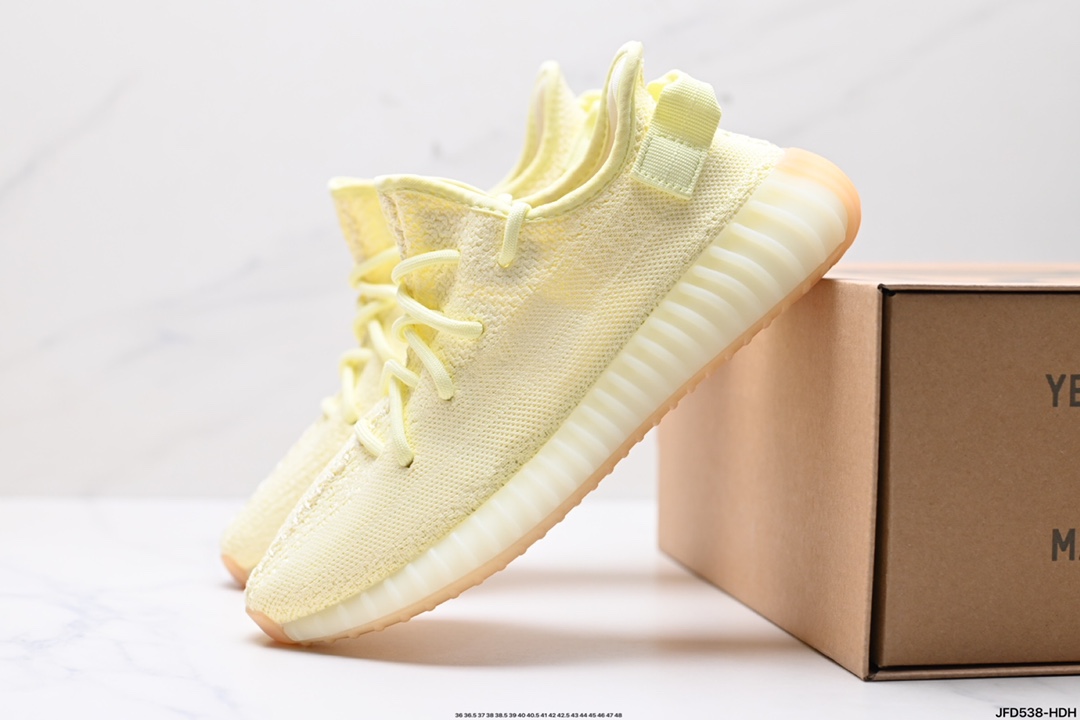 阿迪达斯Adidas Yeezy Boost 350V2 椰子 镂空呼吸网纱材质慢跑鞋  FX4349