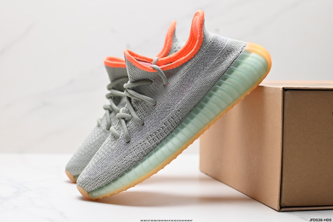 阿迪达斯Adidas Yeezy Boost 350V2 椰子 镂空呼吸网纱材质 慢跑鞋  FX9035