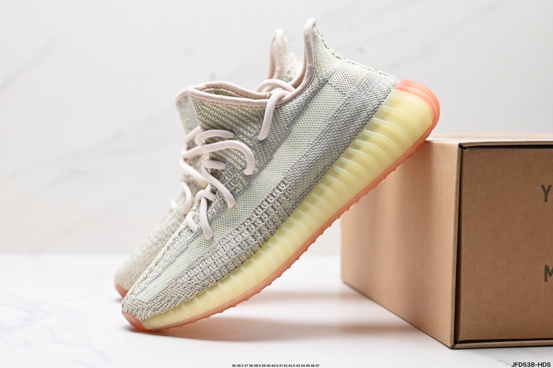 阿迪达斯Adidas Yeezy Boost 350V2 椰子 镂空呼吸网纱材质 慢跑鞋  FX9035