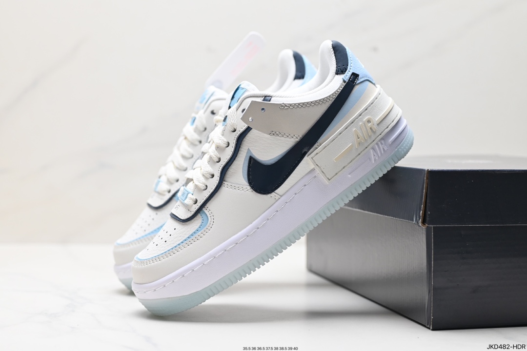 耐克NIKE WMNS Air Force 1 Shadow全新少女系解构主义设计马卡龙空军一号轻量增高低帮百搭板鞋 DZ1847-107