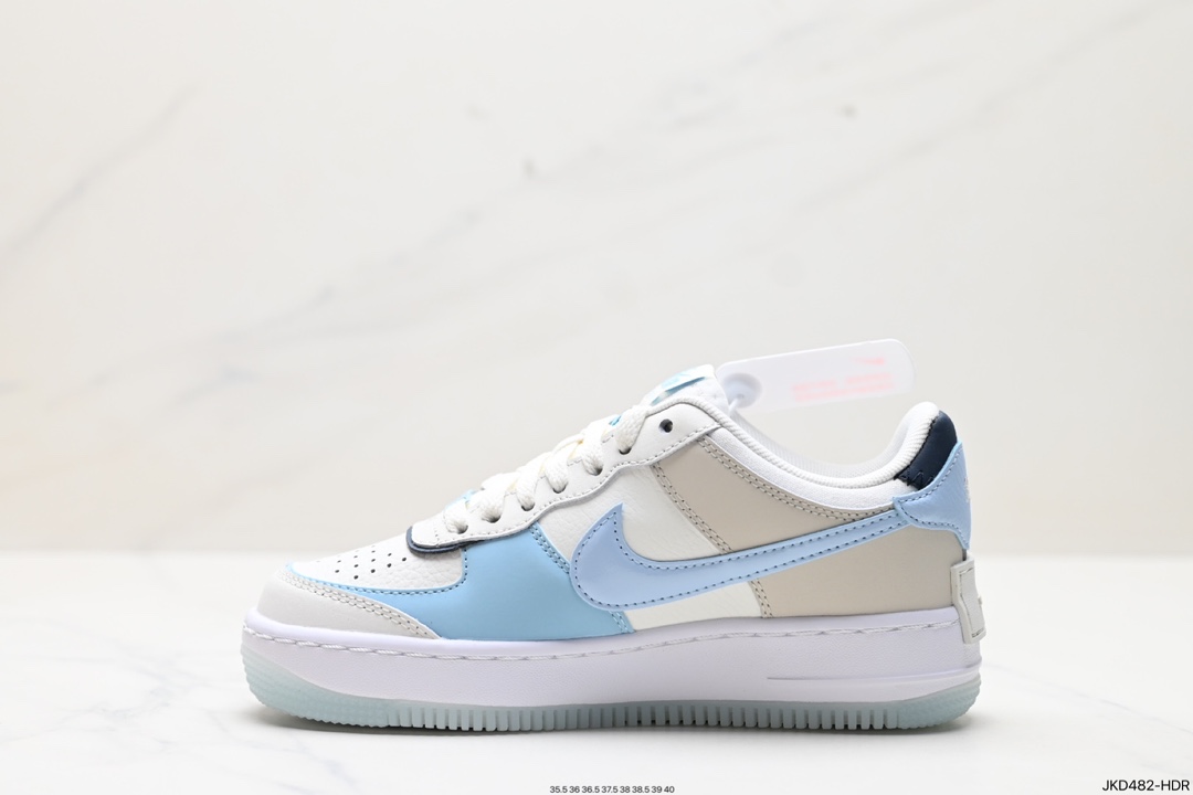 耐克NIKE WMNS Air Force 1 Shadow全新少女系解构主义设计马卡龙空军一号轻量增高低帮百搭板鞋 DZ1847-107