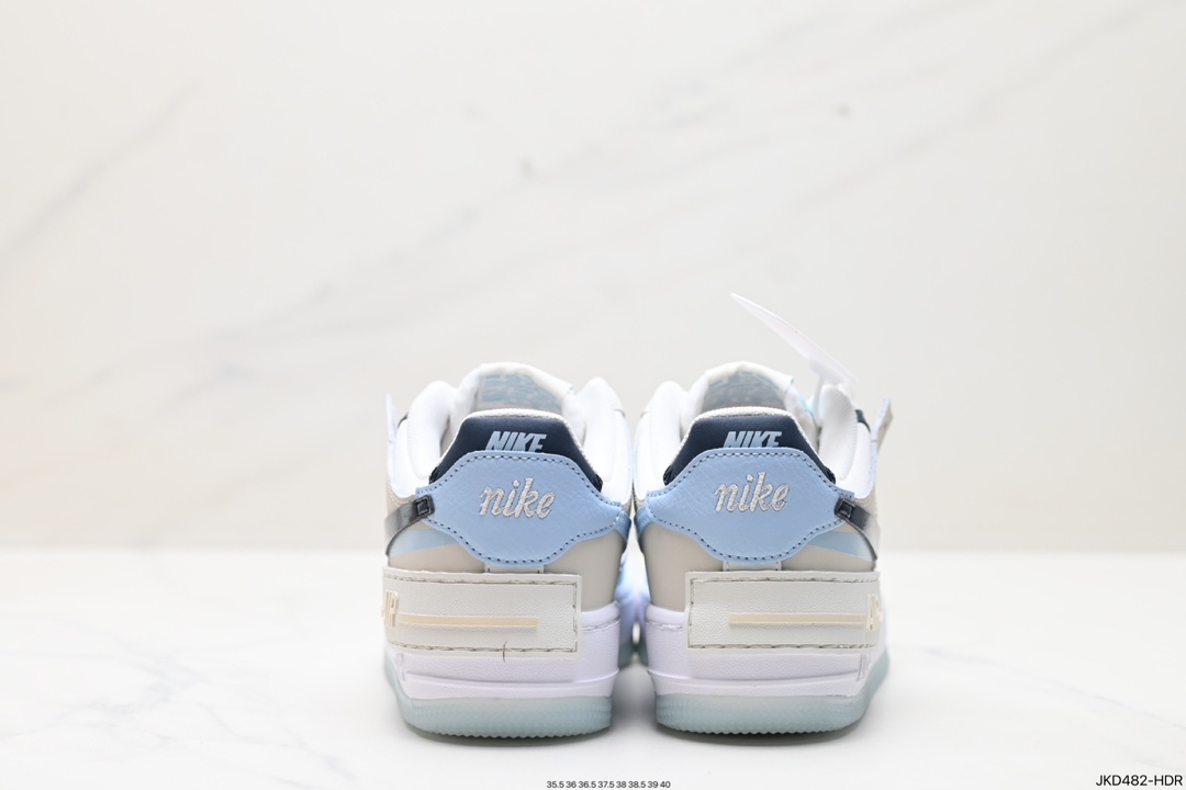 耐克NIKE WMNS Air Force 1 Shadow全新少女系解构主义设计马卡龙空军一号轻量增高低帮百搭板鞋 DZ1847-107